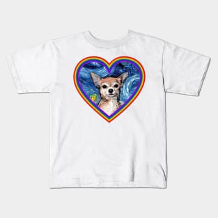 Chihuahua in a Rainbow Heart Kids T-Shirt